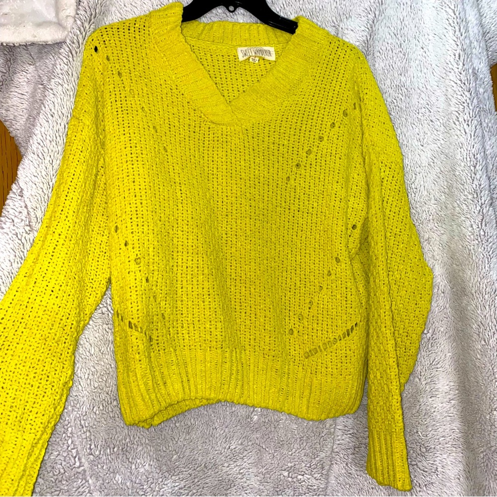 Super cute & bright! Yellow/green sweater. Only worn once! In great condition.